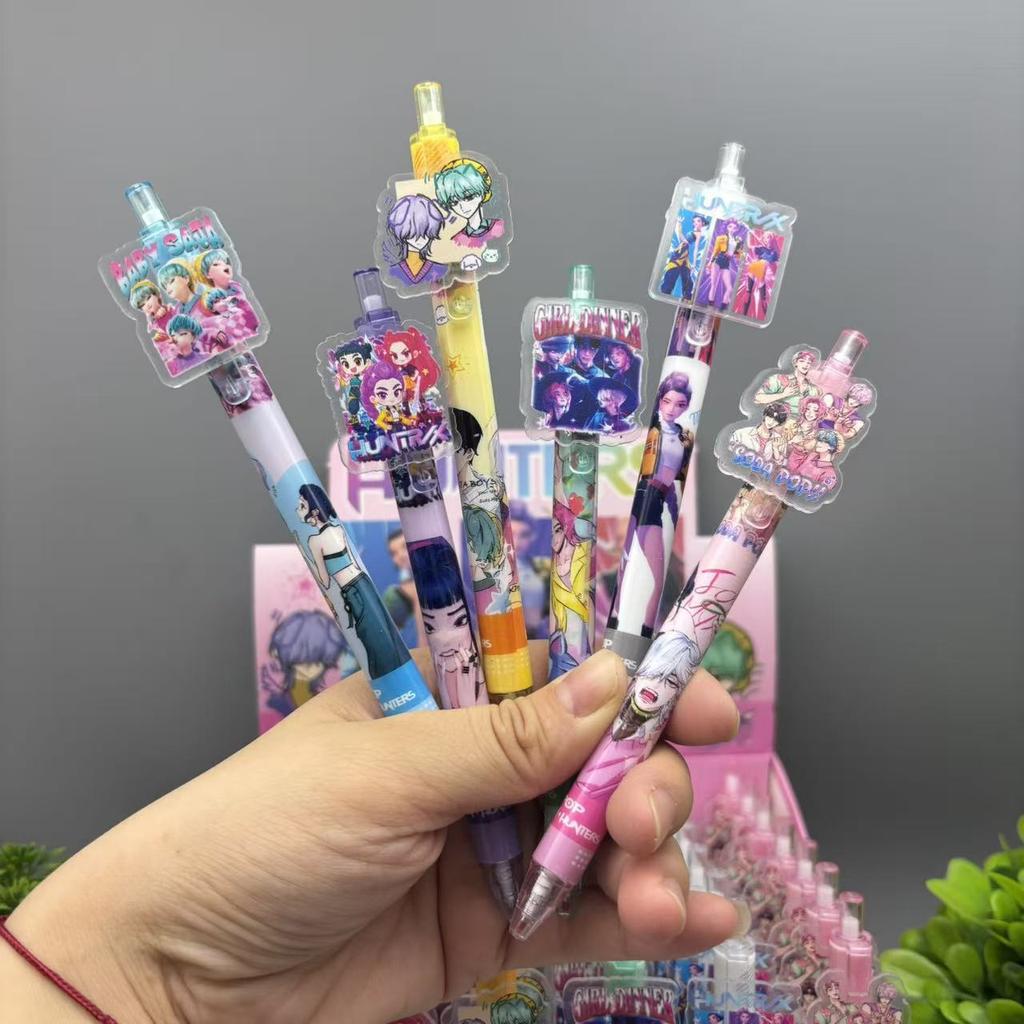 New Arrival Demon Hunters KPOP Theme Acrylic Patch Gel Pen, Press Type Neutral Ball Pen Student School Study Stationer