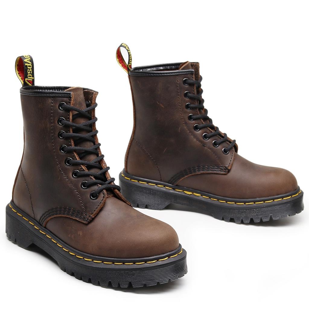 Crazy Horse Brown Work Boots Women's Head Layer Soft Cowhide Short Boots British Leather Locomotive Boots Trend.