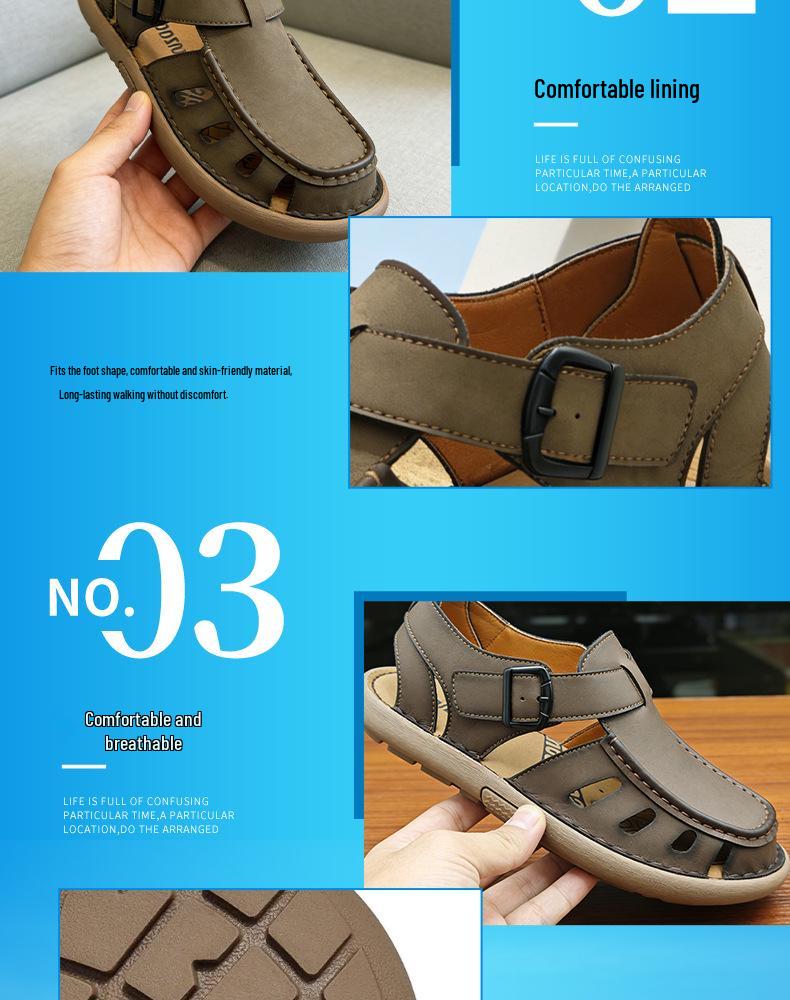 Men's Breathable Lightweight Summer Beach Sandals: Large Size, Fashionable, and Outdoor-Ready.