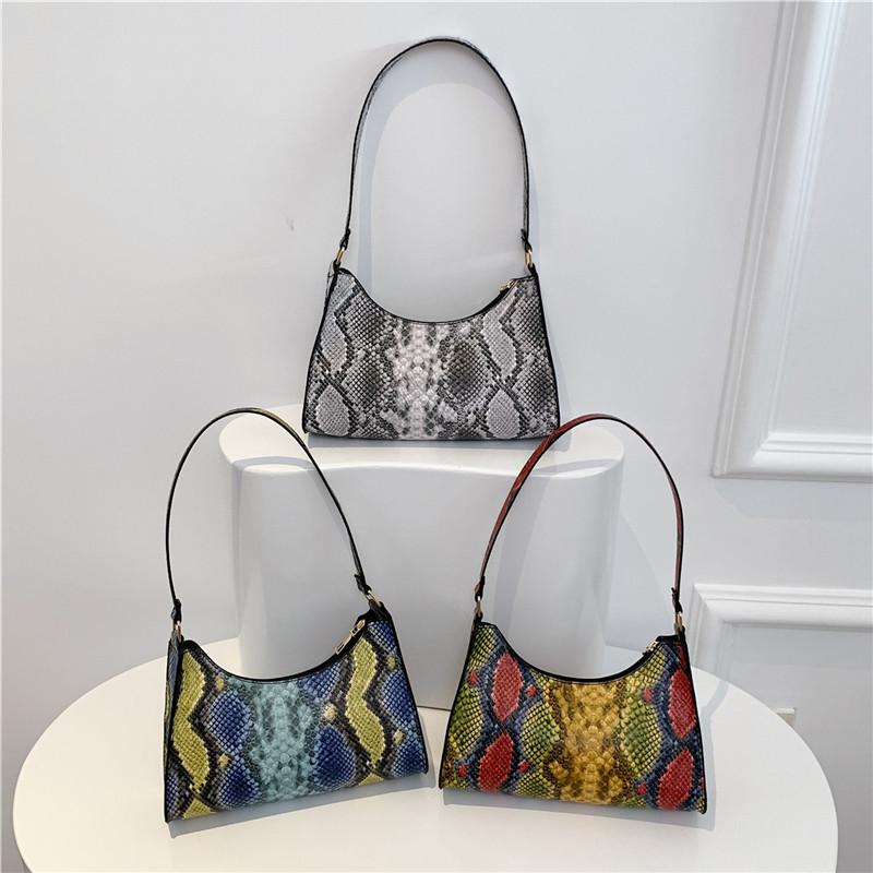 Kabelky Dámská móda Malé čtvercové kabelky Niche Zahraniční styl Kabelky přes rameno Trendy Všestranné Podpažní Vzor hadí kůže Malé čtvercové kabelky