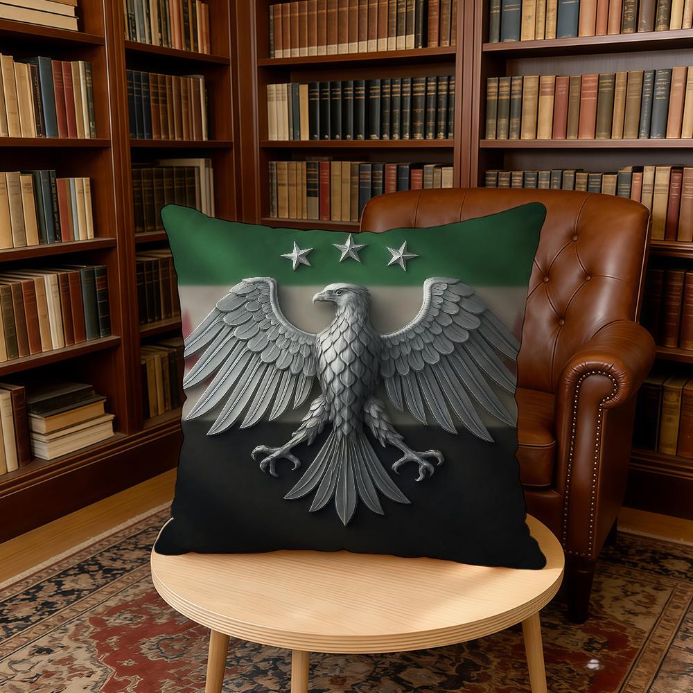 Flag Logo Eagle Syrian New 2025 Cushion Cover Home Office Birthday Anniversary Gifts Soft Skin Friendly Cushion Cover