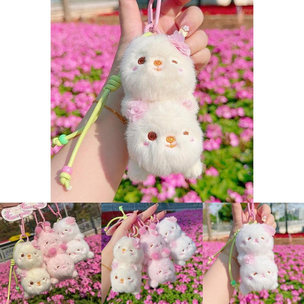 Sakura Season Cat Bear Rabbit Plush Animal Keychain With Soft Plush Material For Gift Giving