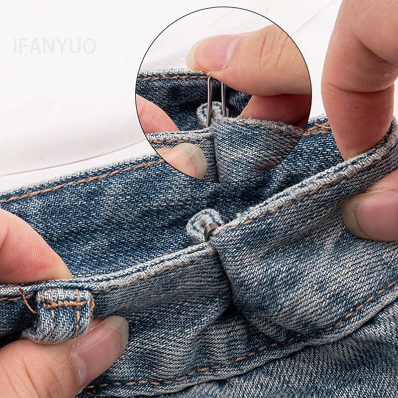 1ks Utáhni pas Spona ve tvaru U Nastavitelný patentní knoflík Džínové knoflíky Beze stopy Odnímatelné klipy na kalhoty Oděvní doplňky Nástroj