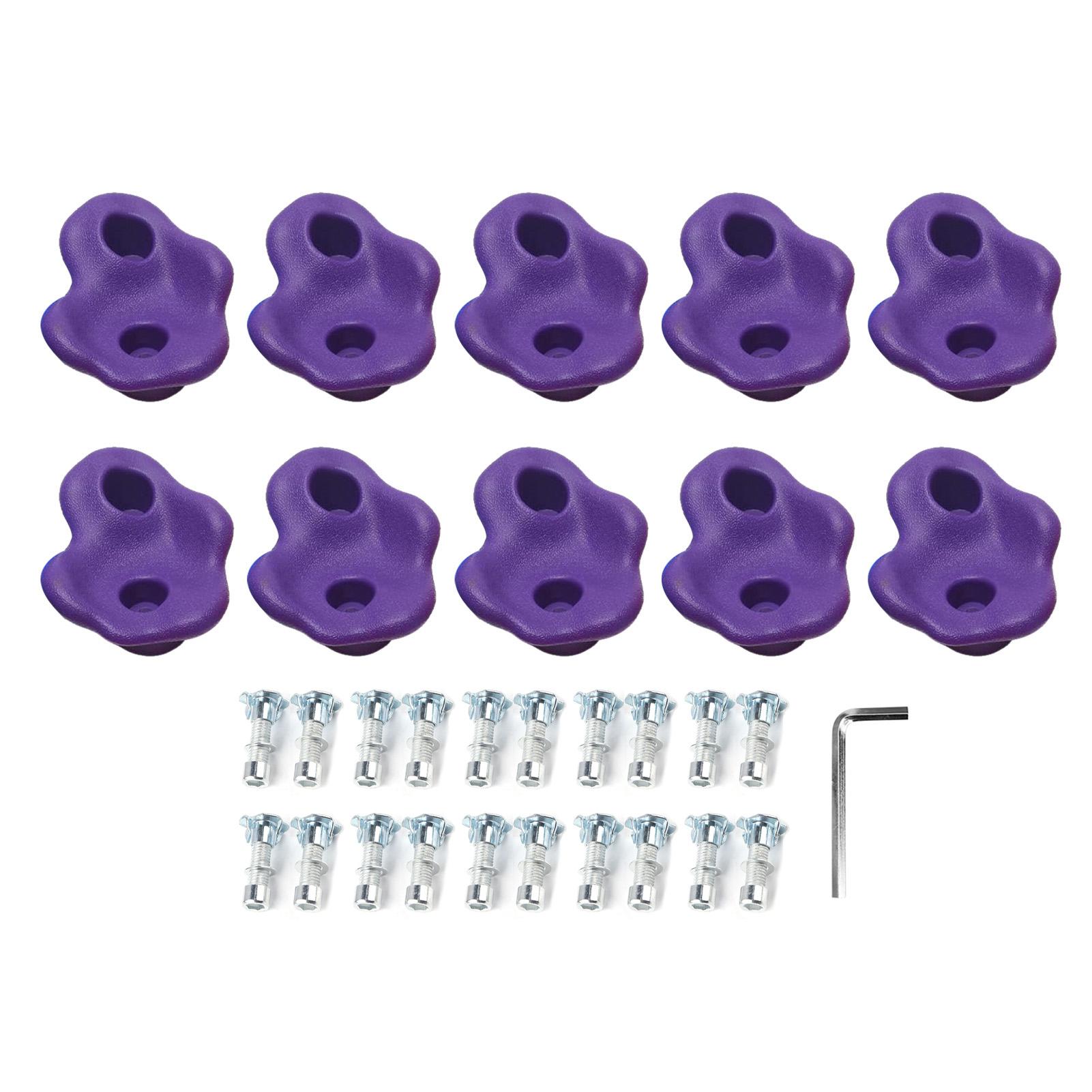 10PCS Prises d'escalade PE Ergonomiques Confortables Sensation dans la main Poignées pour mur d'escalade d'intérieur extérieur Purple