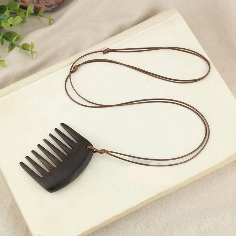 Módní náhrdelník s dřevěným hřebenem, nastavitelná délka, klíční kost, přenosný, dámské šperky pro úpravu vlasů
