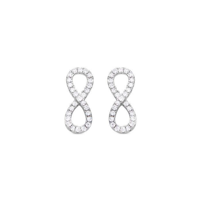 Boucles d'oreilles - LUXENTER - Infinity - Finition rhodium - Zirconia multicolore - Turquoise et perles
