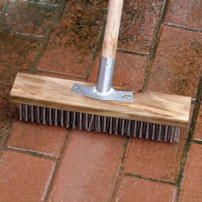 Large Durable Steel Wire Floor Brush With Extended Handle For Easy Floor Maintenance