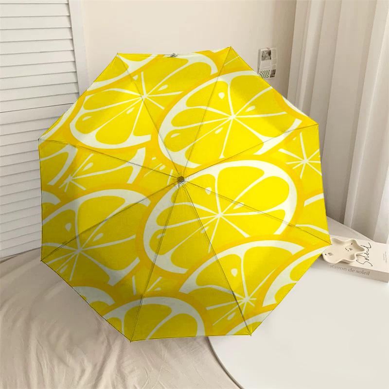 1PC Lemon Slices Automatic Open/Close Umbrella Compact Folding Umbrella with 8-Rib Shaft lightweight esign, Fashion Lovers1256A