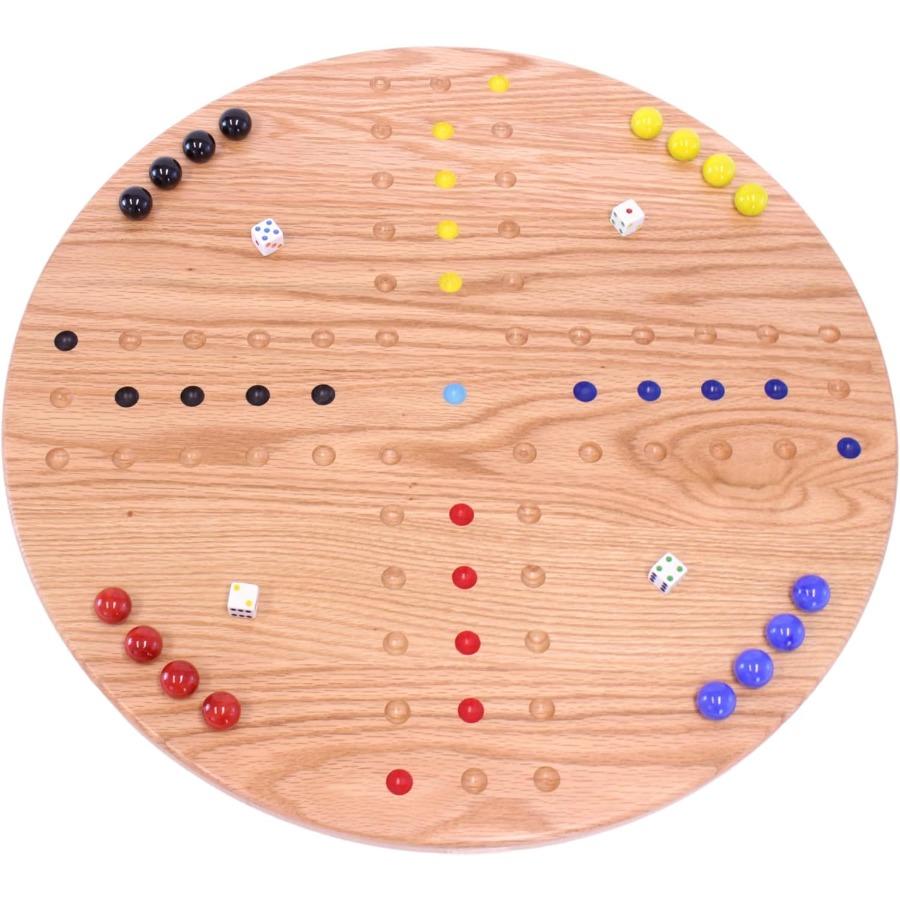 Wahoo Plansza do gry w kulki Zestaw Runda 22 Szerokie Kulki do gry Lity Dąb Dwustronny z Dużymi Kulkami 22mm i Kostkami W zestawie Per