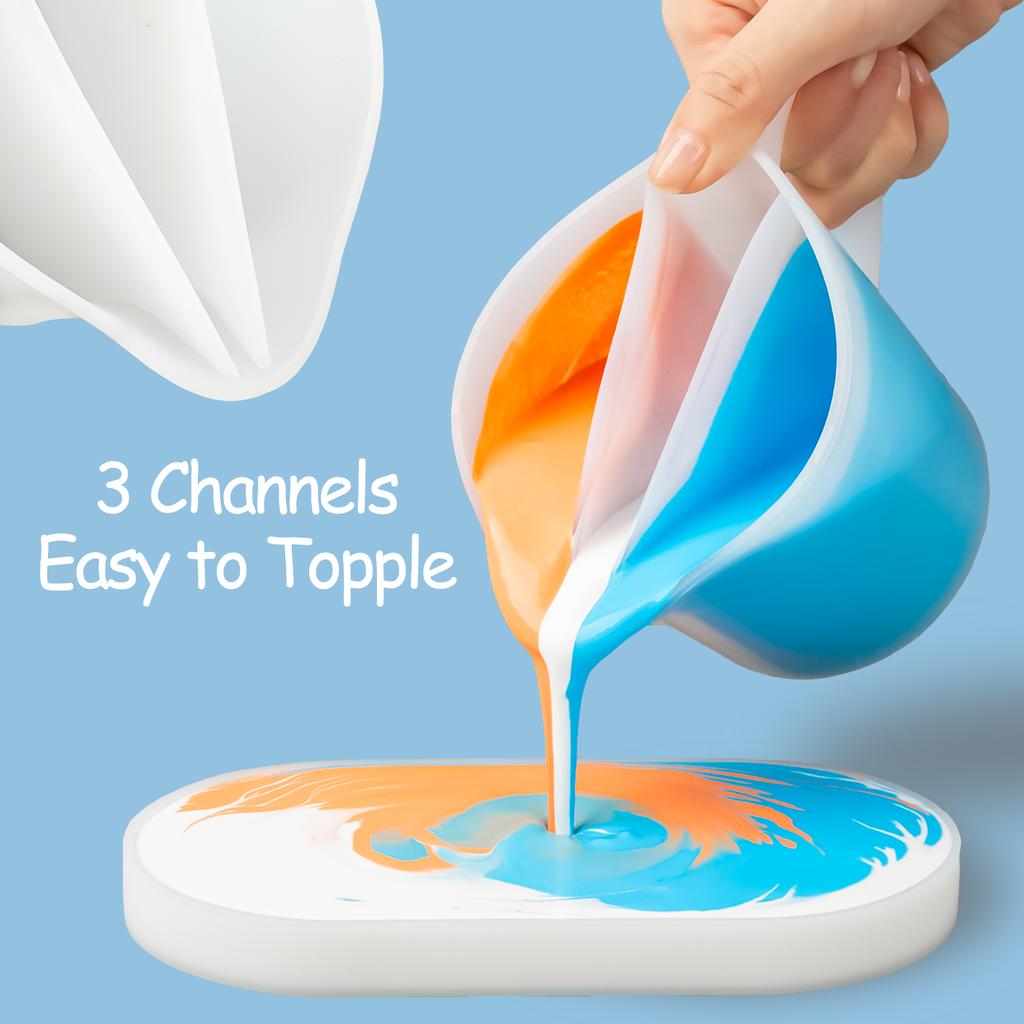 Resin Mixing Cup with Handle 17OZ/500ML Silicone Split Cup Fluid Art Cups DIY Jewelry Making Crafts Tools Set Resin Accessories