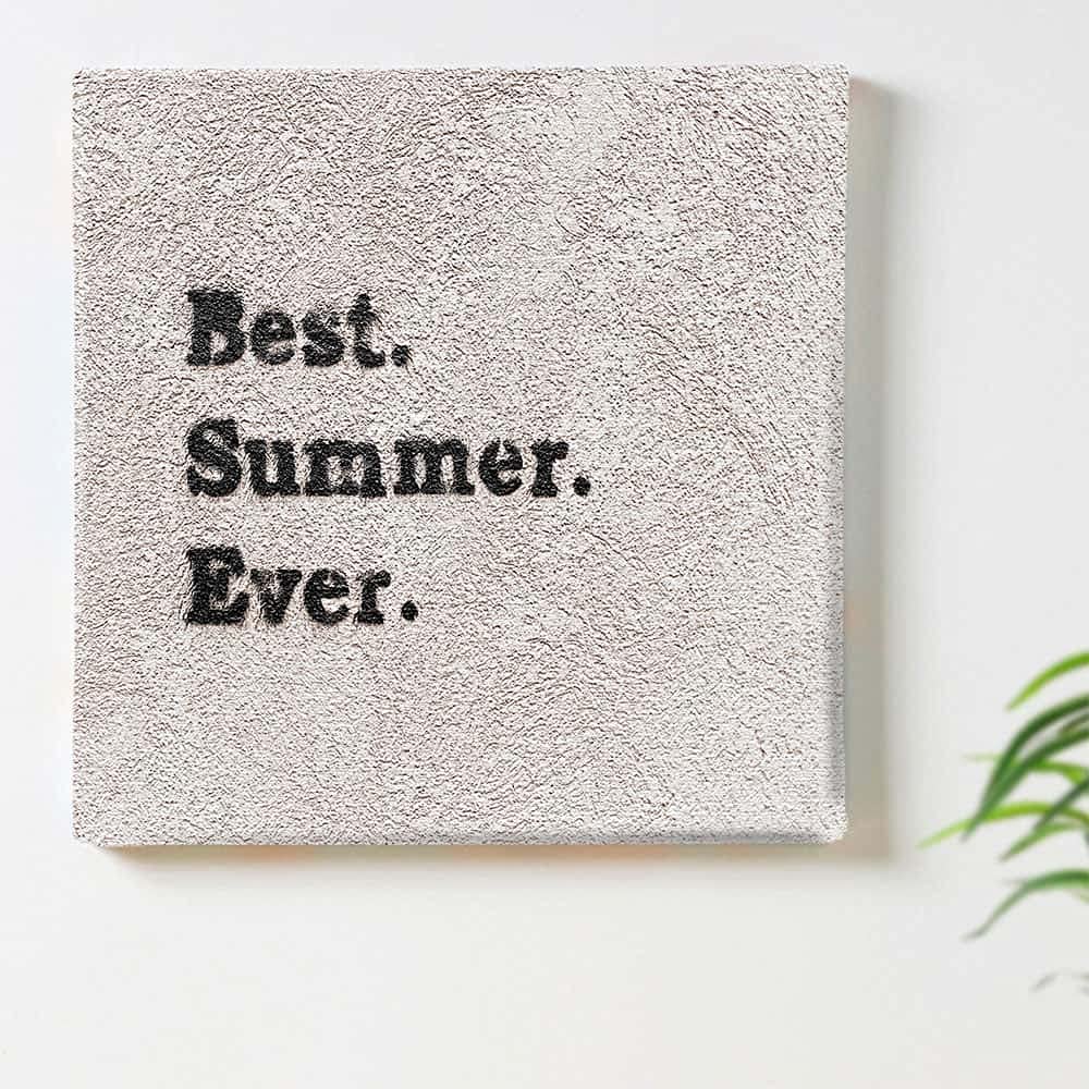 Simple Typography Art Panel, 15cm X 15cm, Small, Made In Japan, Poster, Stylish Interior Decor, Living Room, Monochrome, Natural Gray, Fabric Panel