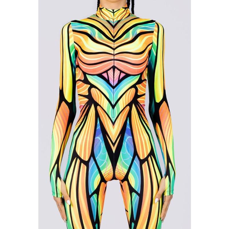 Unisex Cyberpunk 3D Digital Print Halloween Party Role-Playing Outfit for Women and Men Cosplay Costume Carnival Jumpsuit