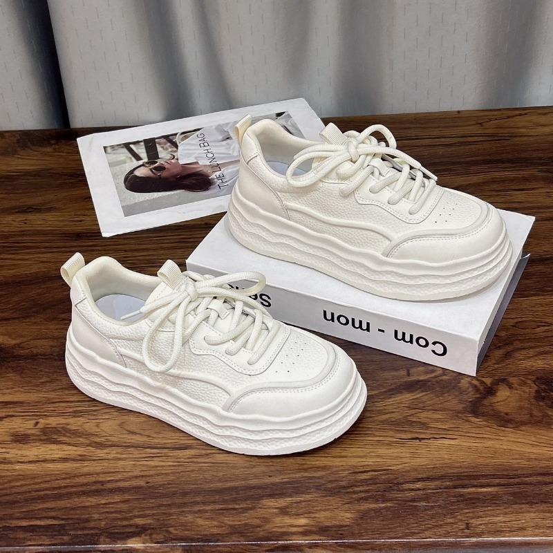 

Кожаная платформа белые туфли женские новые весенне-летние повседневные спортивные туфли маленькие легкие увеличивающие рост одинарные туфли 40