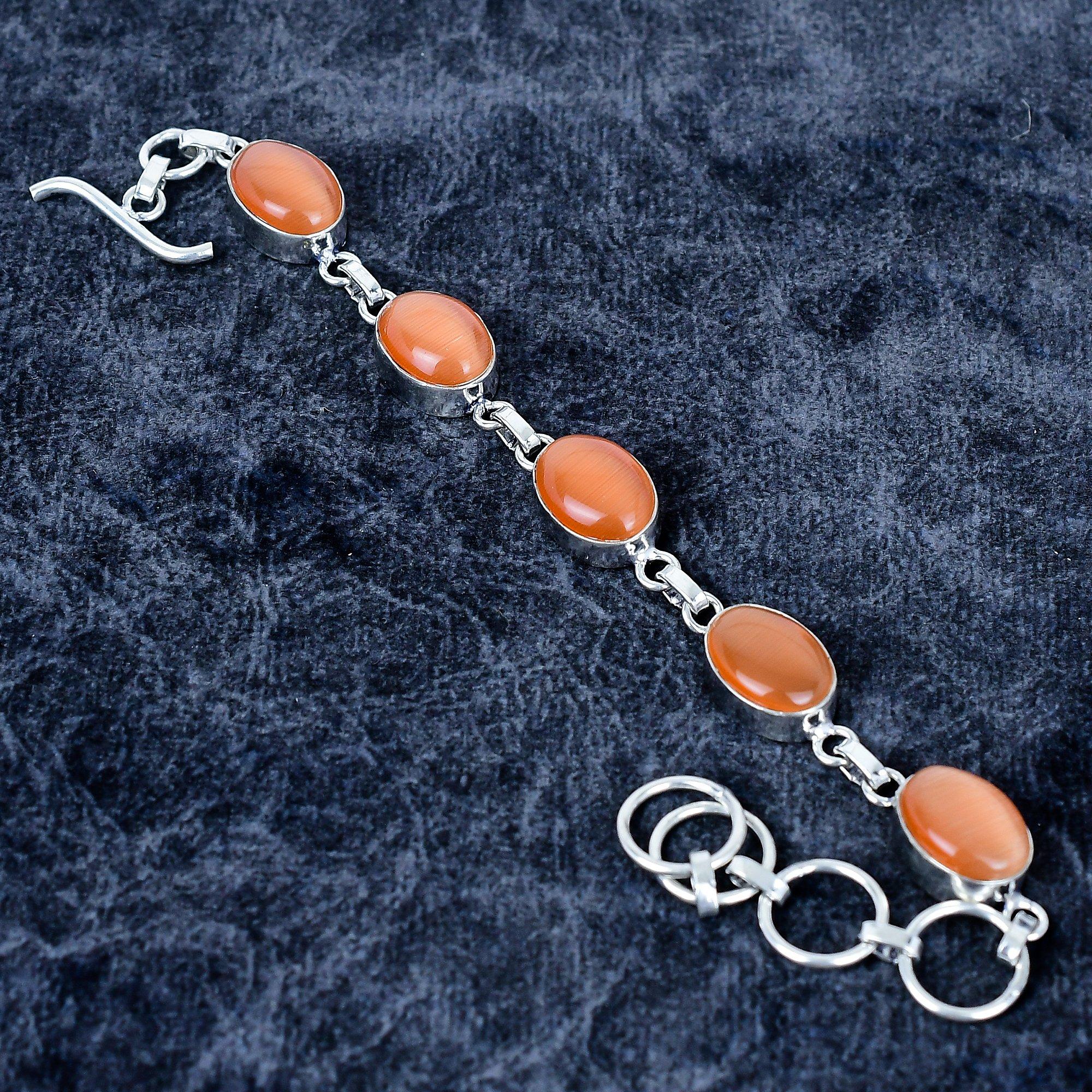 

Carnelian Gemstone Handmade 925 Sterling Silver Bracelet 7-8 MM-3491