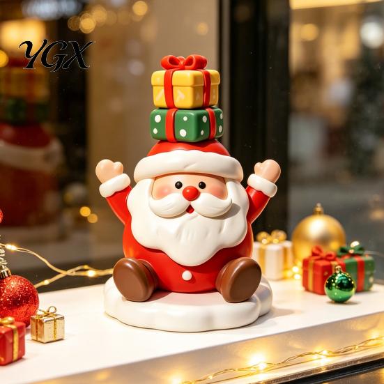 Durable Indoor Christmas Gift Ideas Resin Figurine, Cute Clay Style Santa Snowman Gingerbread Man Unique Holiday Party Photo Props Statue, Festive