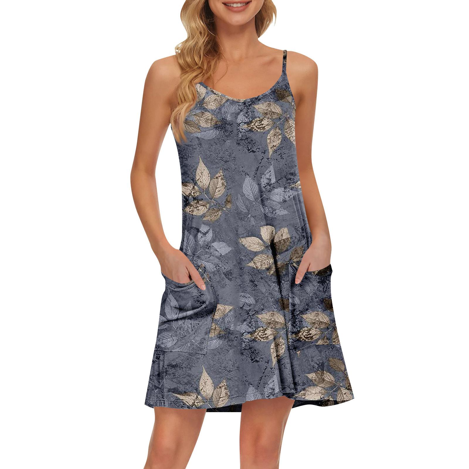 

Женский летний повседневный сарафан на бретелях с карманами, короткие пляжные платья-майки для отпуска XXL