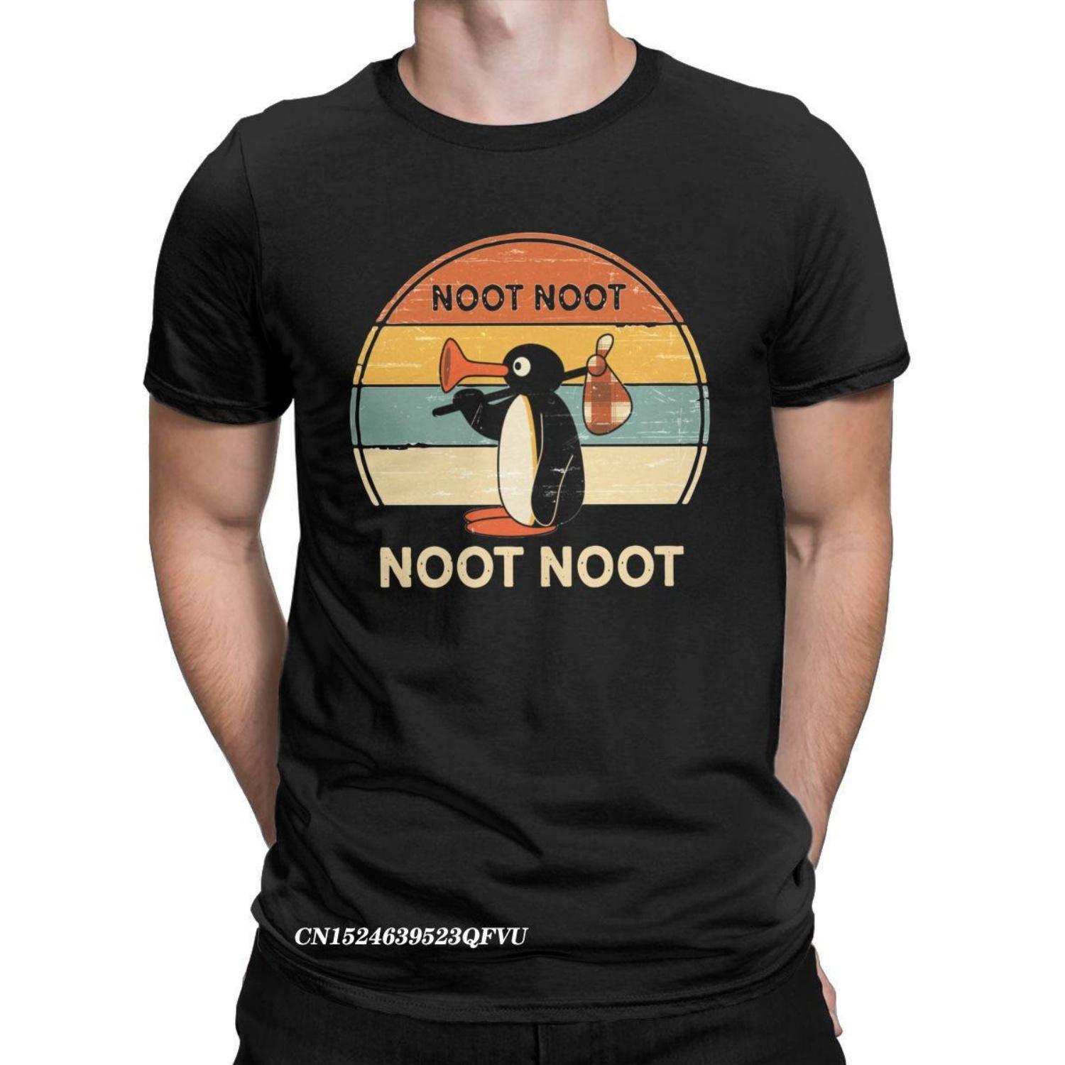 

Мужская женская футболка Noot Noot Pingu Penguin Meme Gift Funny Premium Cotton Tee Shirt Harajuku Tshirt Crewneck Clothing Printing S чёрный