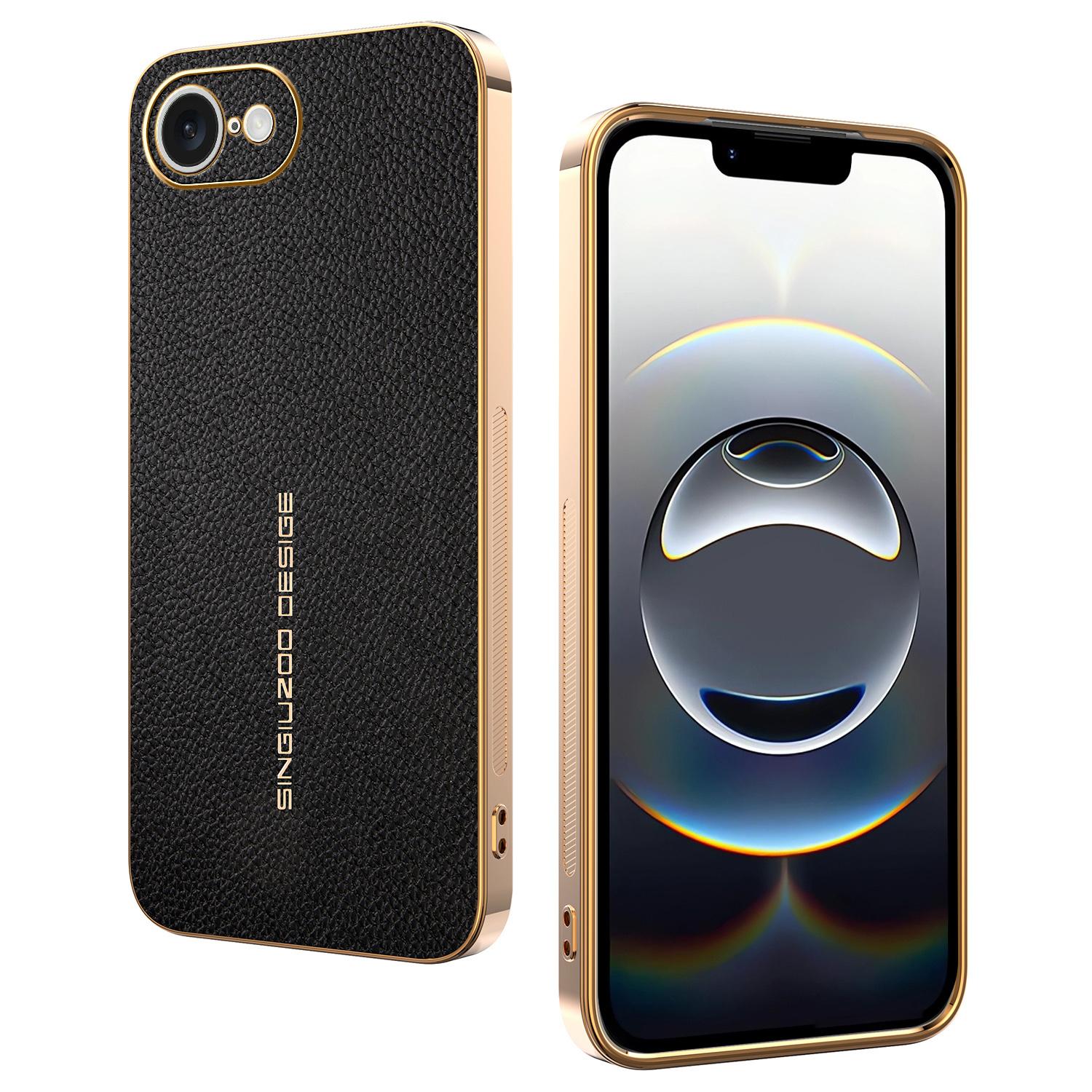 For iPhone 16e Case Anti Scratch Litchi Texture TPU Leather PU Phone Back Cover