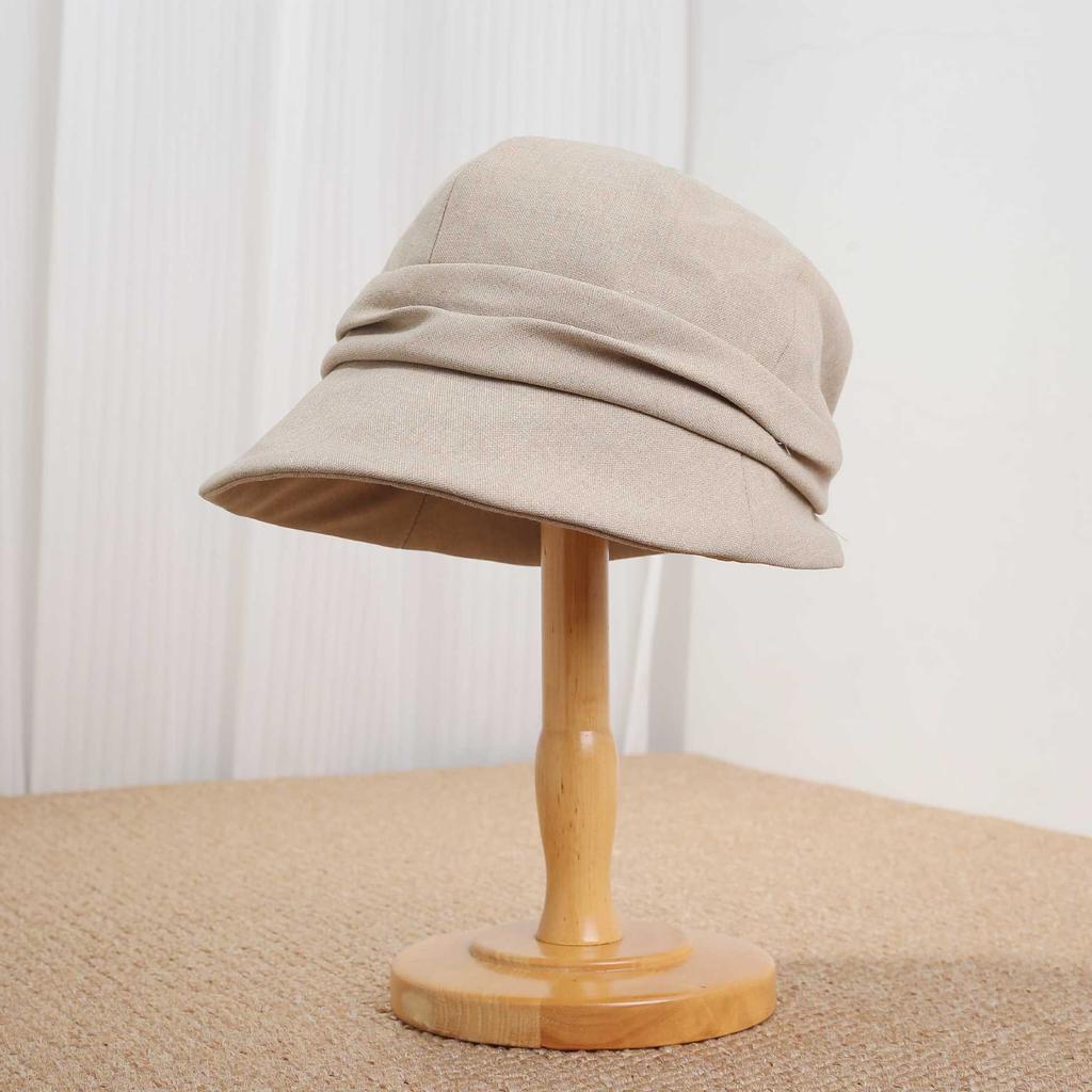 Small octagonal bucket hat for women, warm in autumn and winter, plain face mask, elegant and versatile sun hat