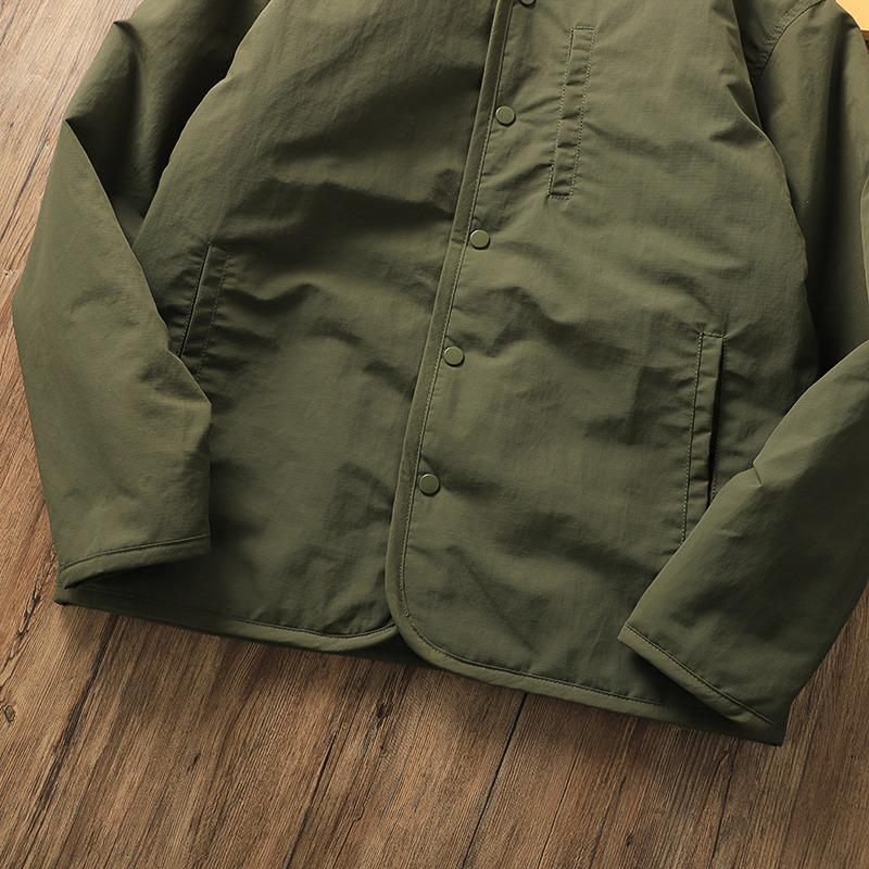 Men's Retro Quilted Cotton Jacket - Warm, Trendy, Loose Fit, Casual V-Neck for Autumn/Winter