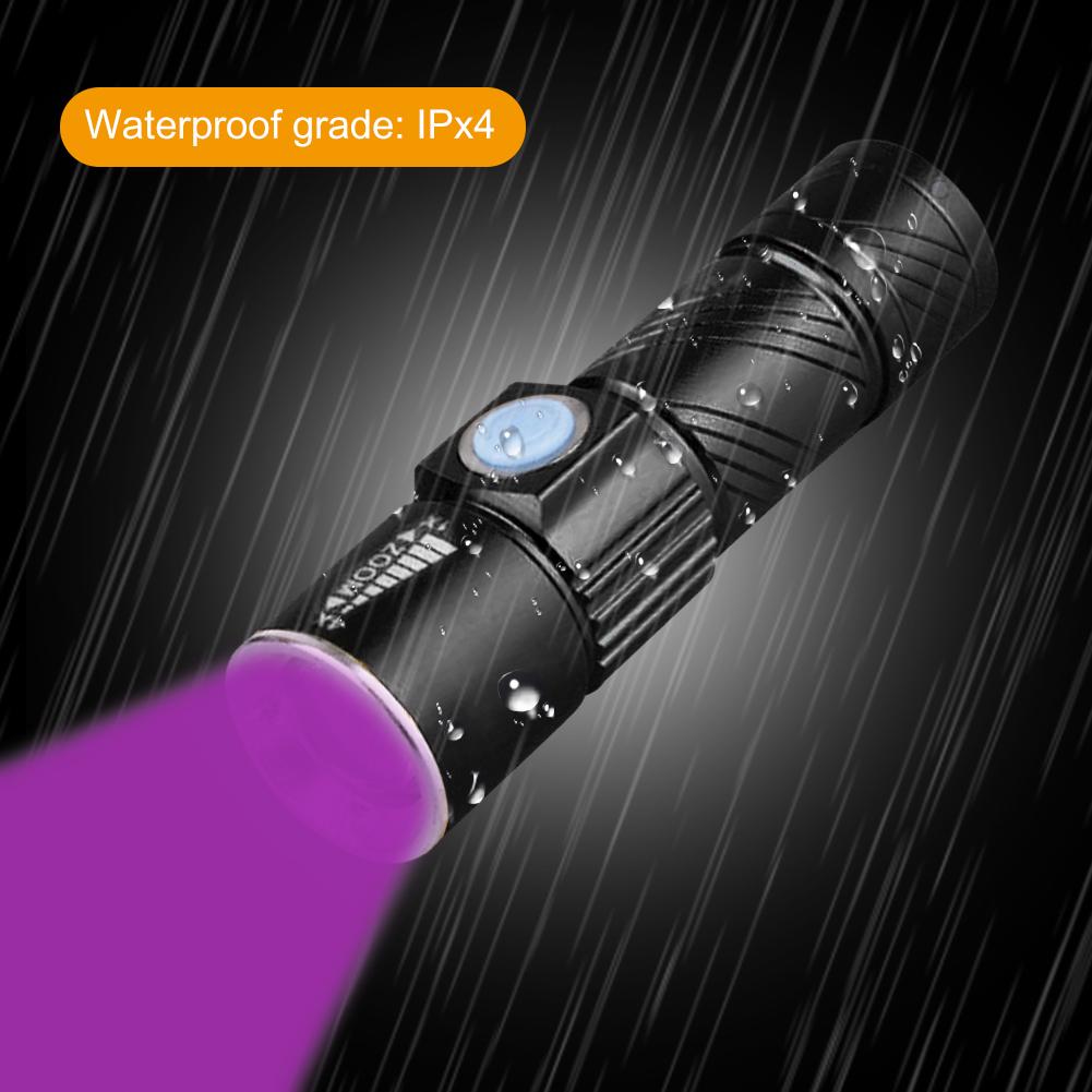 Fluorescent Jade Money Detector IPX4 Waterproof Blacklight Flash Light USB Charging 600mAh for Dog Cat Urine Pet Stains