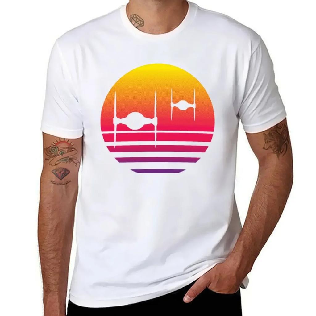 Tie Fighter Sunset T-Shirt Shirts Graphic Rapper Graphic Tees Plain T Shirts Men