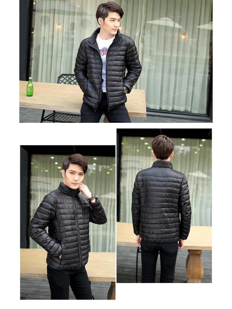 Men's Lightweight Down Jacket, Stand Collar, Slim Fit, Plus Size, Autumn/Winter Collection, Casual Short Coat