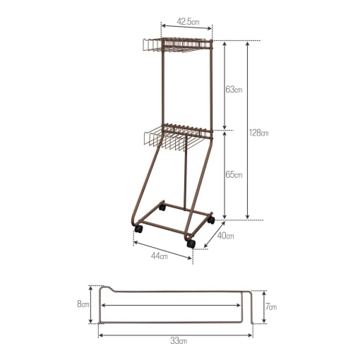 ottostyle.jp Two-Tier Pants Hanger Rack (44cm Wide x 128cm High), Slim Design with Casters, Large Capacity, Holds 20 Pants, Perfect for Clothes, Skirt