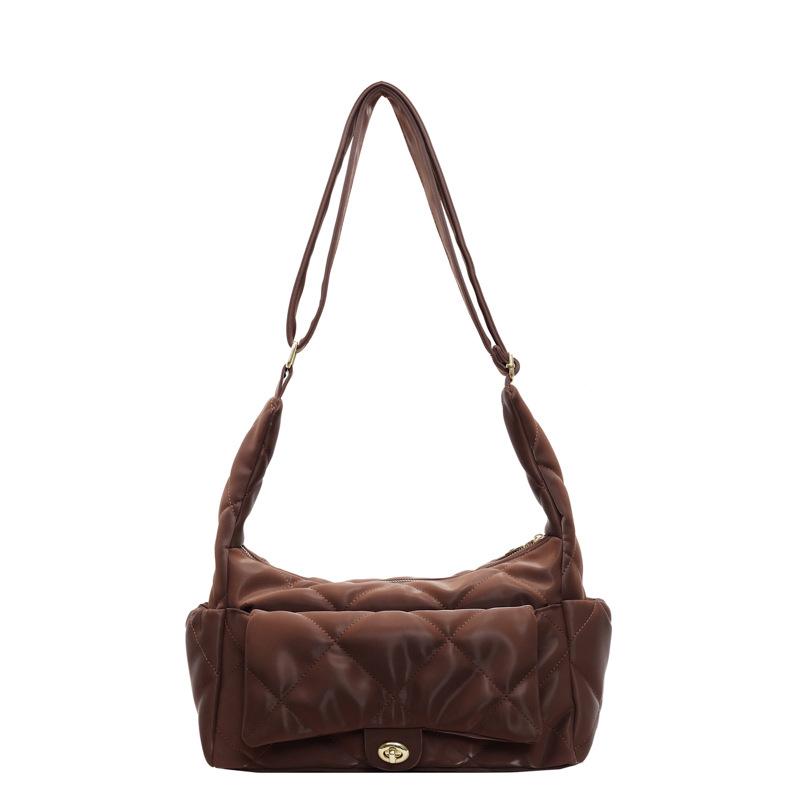 

Autumn and winter niche fashion messenger bag women s new fashion saddle bag casual diamond underarm bag коричневый