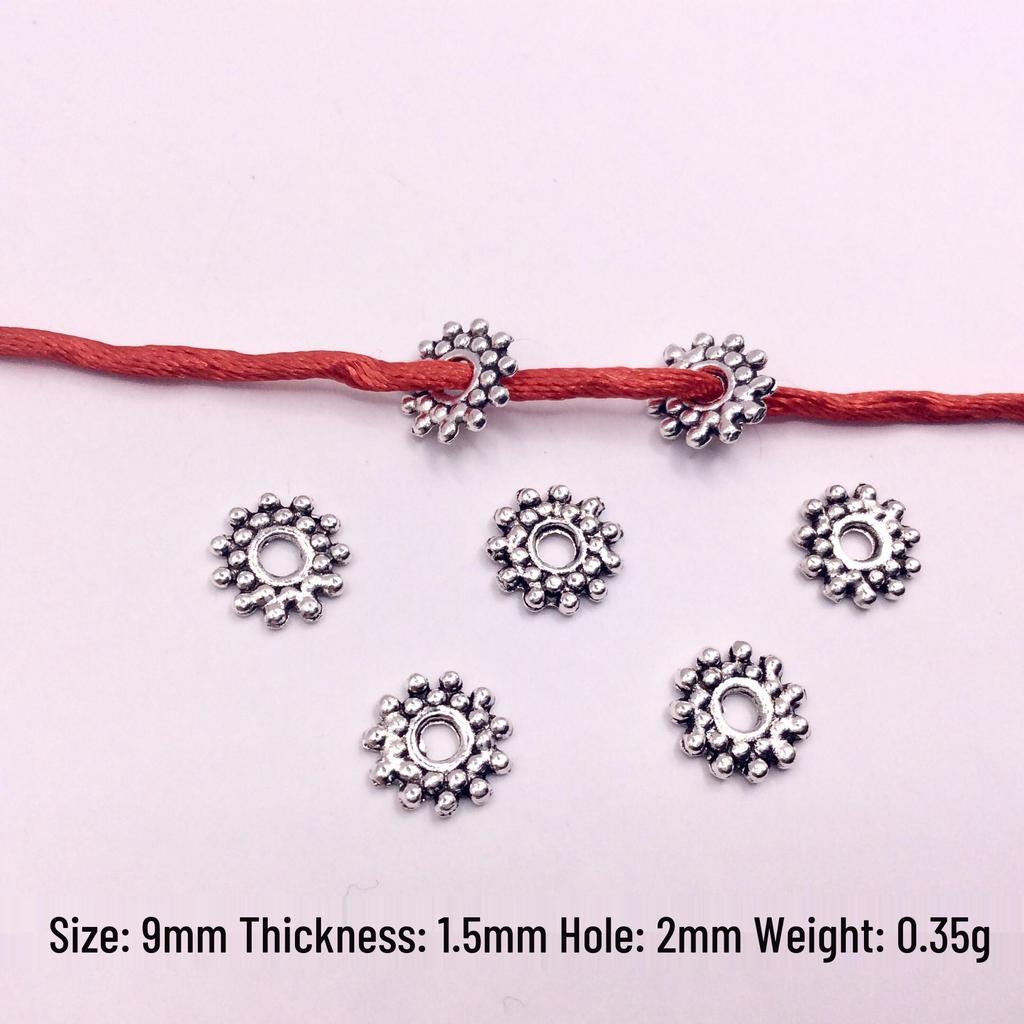 Tibetan Silver Flower Spacer Beads - 100pcs DIY Jewelry Accessories for Bracelets & Necklaces