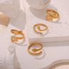 Trendy Openable Gold Snake Shape Titanium Steel Couple Ring - Non-fading, Light Luxury, French Retro Style