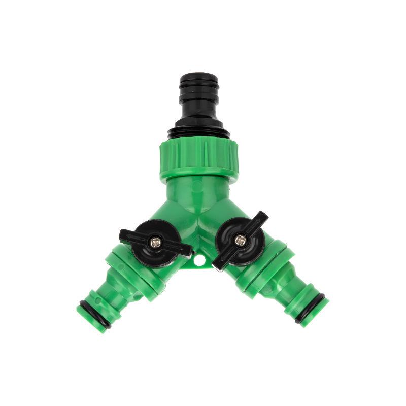 Y-Shaped Quick Connect Valve: 3-Way 4-Point/6-Point 1-Inch Soft Hose Tee Diverter with Switch and Nipple Connector Accessories.