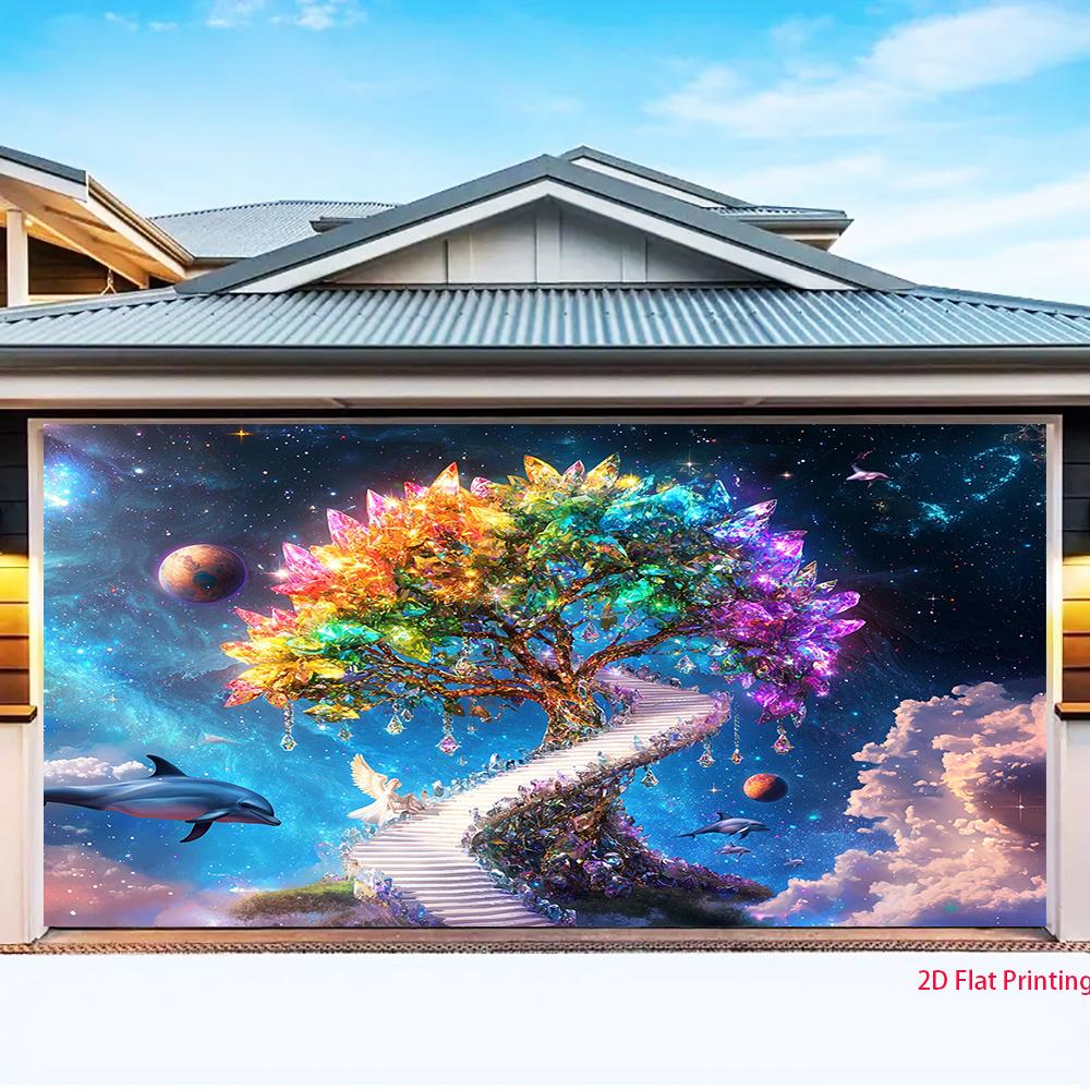 2D plane 1 piece of cloud-tree-bird-nest life-tree theme decoration promotional banner background fabric