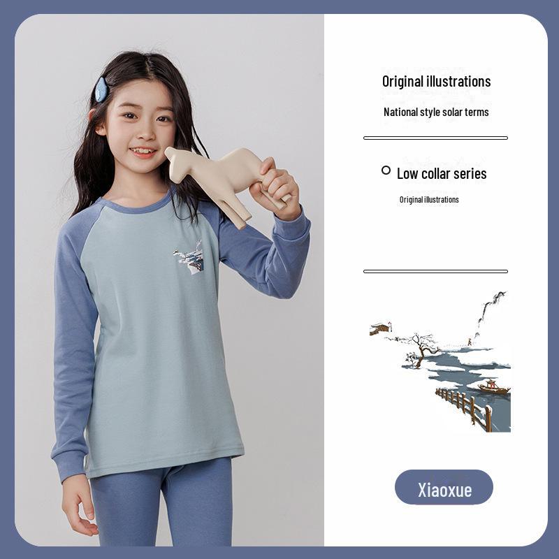 

Детский комплект нижнего белья из чистого хлопка на осень и зиму: Свитера для мальчиков и одежда для девочек с круглым вырезом и средней горловиной Size 140 (Recommended height around 130cm)