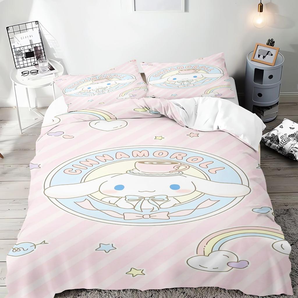 Sanrio Series Kuromi Duvet Bedding Set for Children King Size Luxury Cover 100% Polyester 3-Piece Christmas Gifts Home Decor