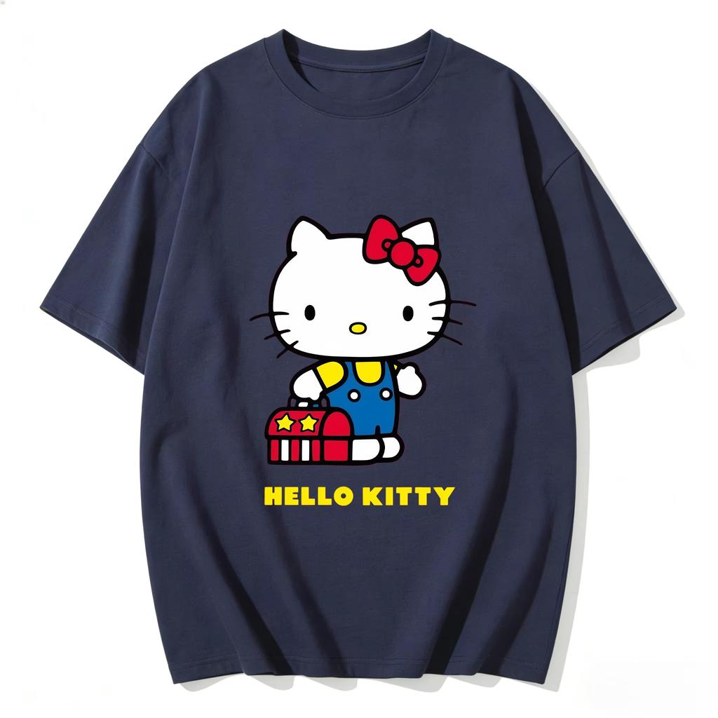 2026 new Summer HelloKitty Cute Graphic Tee Casual Short Sleeve Cotton Top for Women Girls Kawaii Cartoon Print Streetwear
