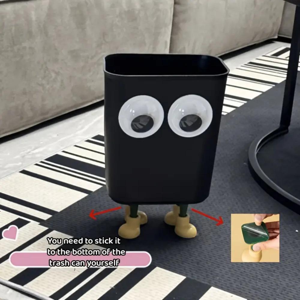 Kawaii Funny Garbage Bin with Feet Cartoon Garbage Can Creative Big Eyes Trash Can  Bathroom