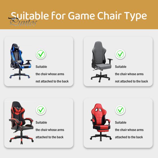 Bezug für Gaming-Stuhl, staubdicht, mit Reißverschluss, Kontrastfarbe, dehnbarer weicher Stoff, elastische Unterseite, rutschfeste Stuhlschutzhüllen für Bürostühle