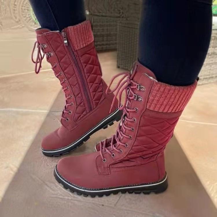 

New snow boots autumn and winter women s medium tube flat heel side zipper round head Martin boots 43 червоний