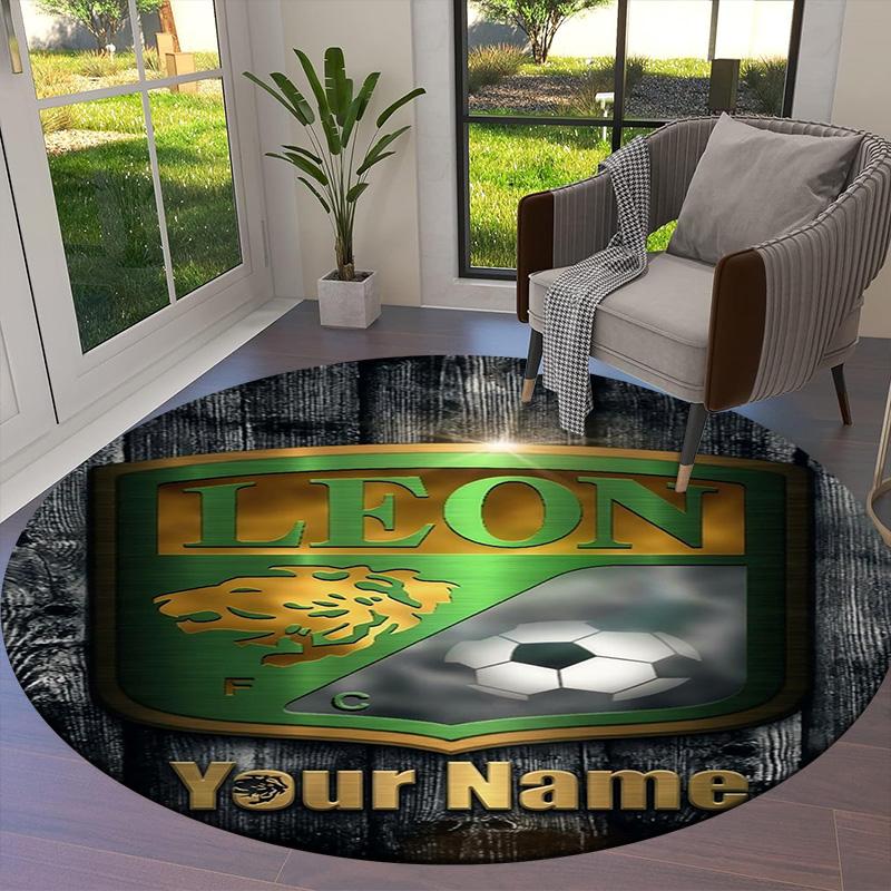 Leon Fc Crest Custom Name Round Area Rug Carpet Rug For Living Room Bedroom Sofa Playroom Decor Nonslip Floor Mat