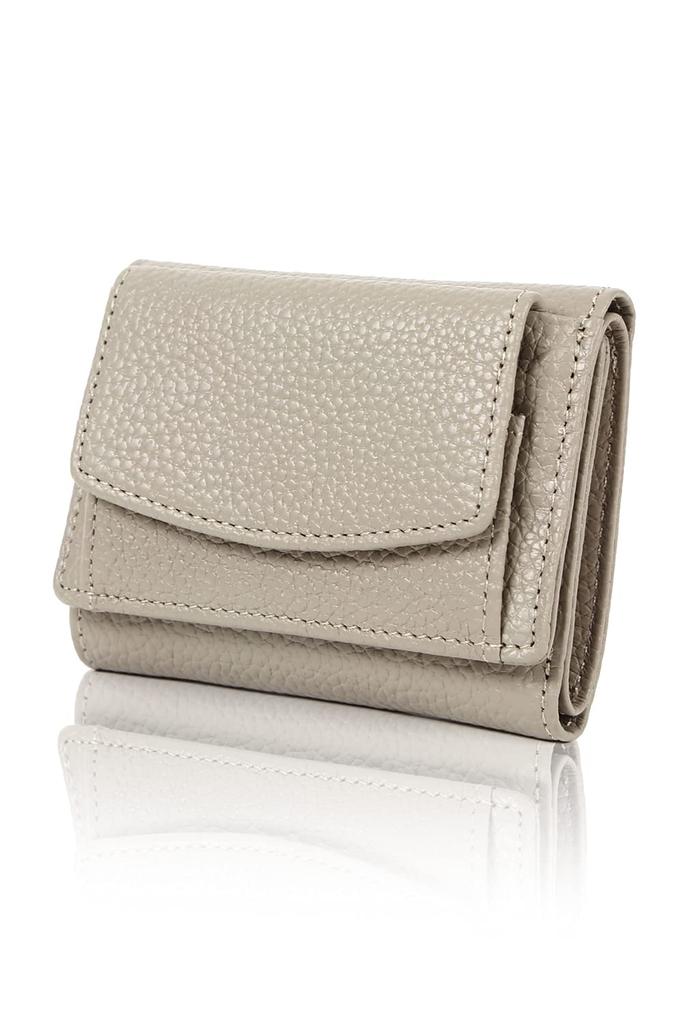 LASIEM Mini Trifold Genuine Small Skimming Mitsori Mocha Beige Wallet, Women's Wallet, Wallet, Leather, "Palm Size", Wallet, Prevention, Foldable,