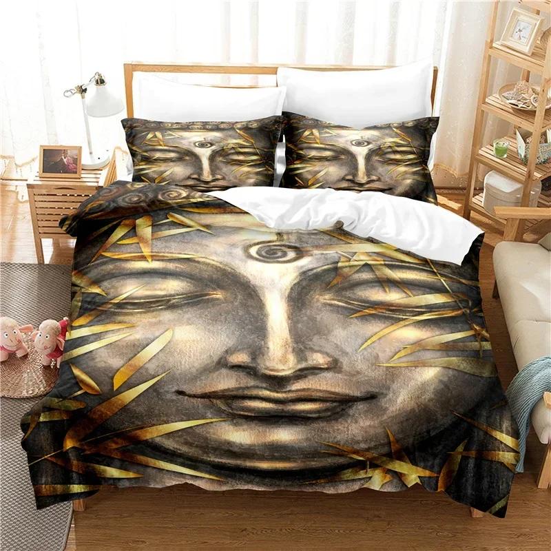 Buddha Statue Comfortable Duvet Quilt Cover Pillowcase Bedding Set Children Bedroom Decoration Home Textile