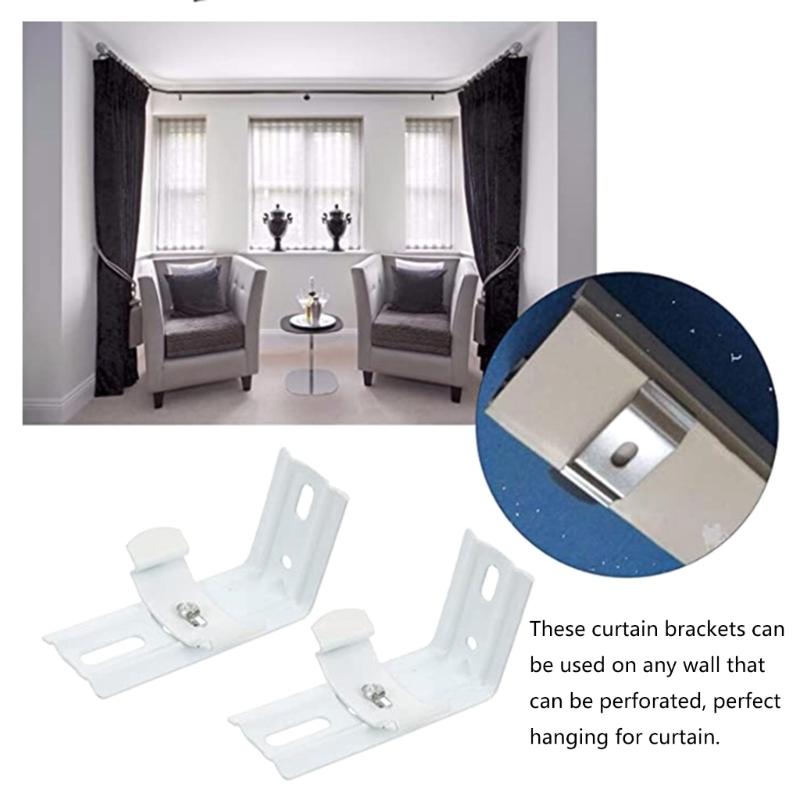 8Pieces White Vertical Blinds L Shape Brackets Mounting Clips Iron Construction for Easy Installation In Various Setting