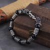 Goth Hiphop Dragon Head Men Bracelet Viking Rune Beads Cuff Wristband Couple Jewelry Fashion Accessories