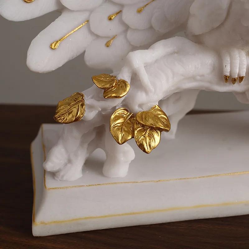 Ceramic Ornament Artificial Animal Sculpture Peacock Golden Bird Phoenix Decorative Figurines Home Decoration Accessories