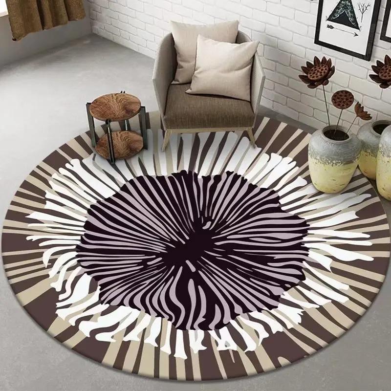 Abstract Art Round Rug Living Room Sofa Bedroom Decorative Carpet Computer Chair Floor Mat Non-Slip