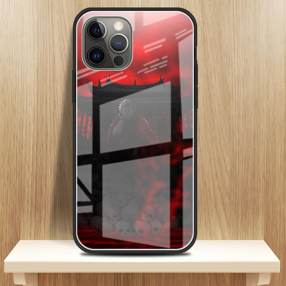 Tempered Glass Case Apple iPhone 13 12 Mini 11 Pro Max XR XS SE 2020 7 8 Plus 6 6S X Phone Cover Back Shell Jujutsu Kaisen Gojo