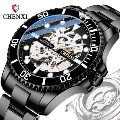 Nuovo Orologio da Uomo di Lusso di Marca TOP Con Scatola Automatico Scheletrato Luminous Impermeabile Cinturino in Acciaio Orologi Meccanici da Uomo