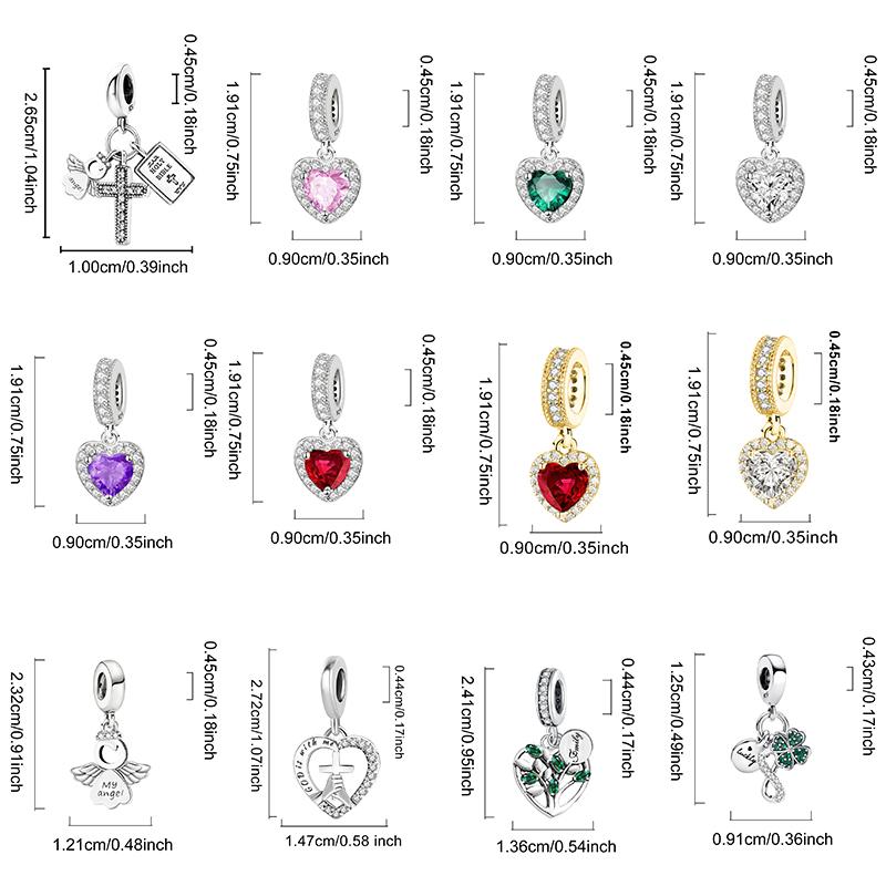 Copper Love Heart Suitcase Flower Four Leaf Clover Turtle Charms Beads Fit Original Pan Bracelets Diy Fine Jewelry Gift