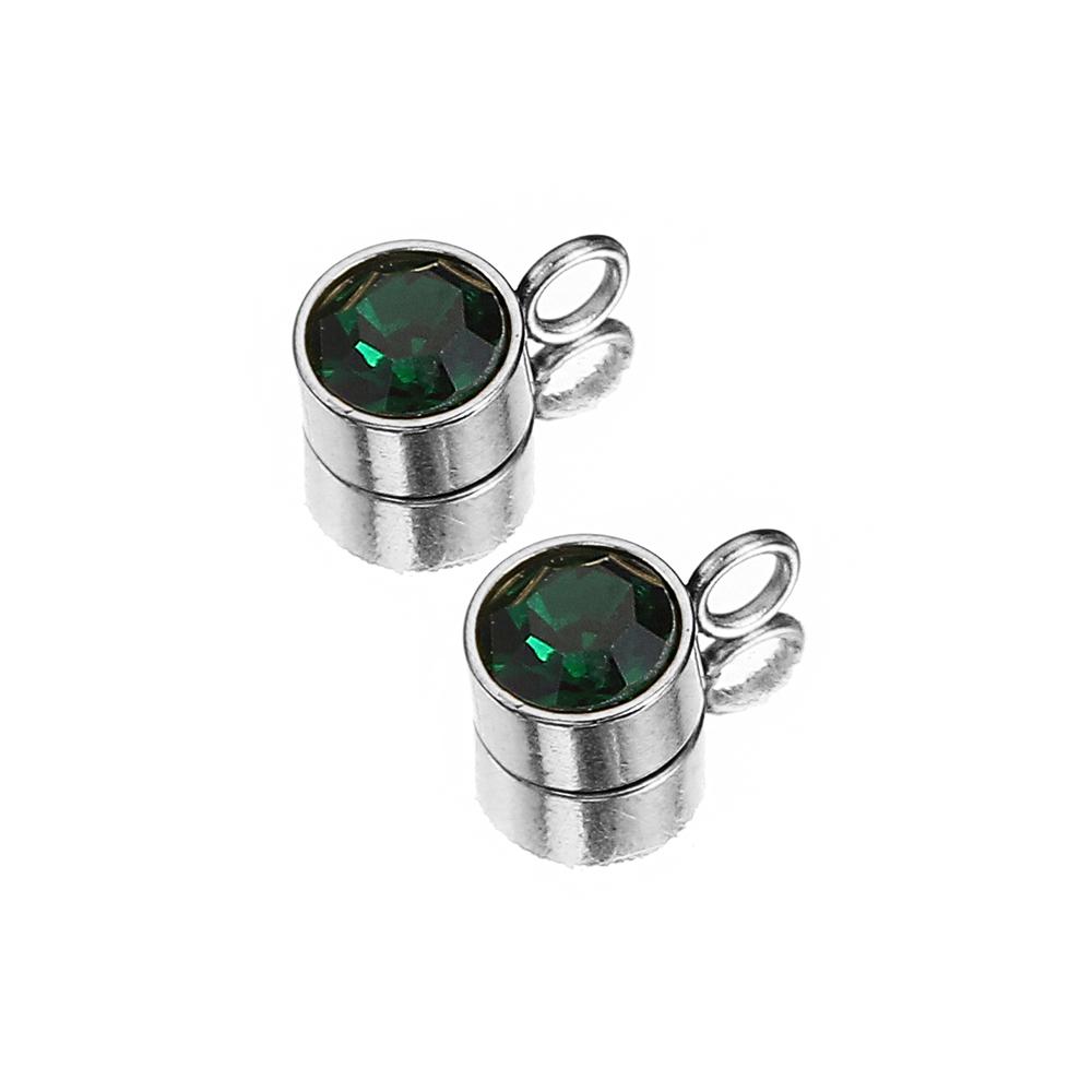 10pcs Stainless Steel Birthstones 6mm Zircon Charms Pendants Rhinestone Crystal Beads for Necklace Bracelet Jewelry Making DIY